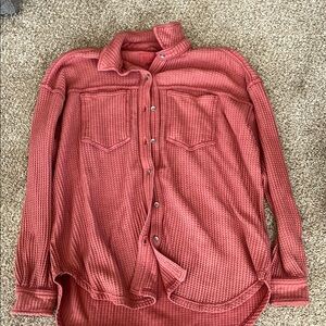 Women’s Oversized Blush Pink Flannel